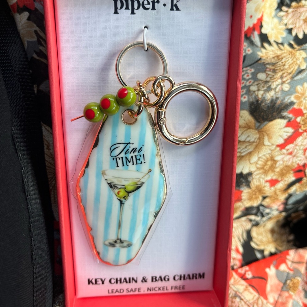 Piper K Martini Key Chain & Bag Charm NEW